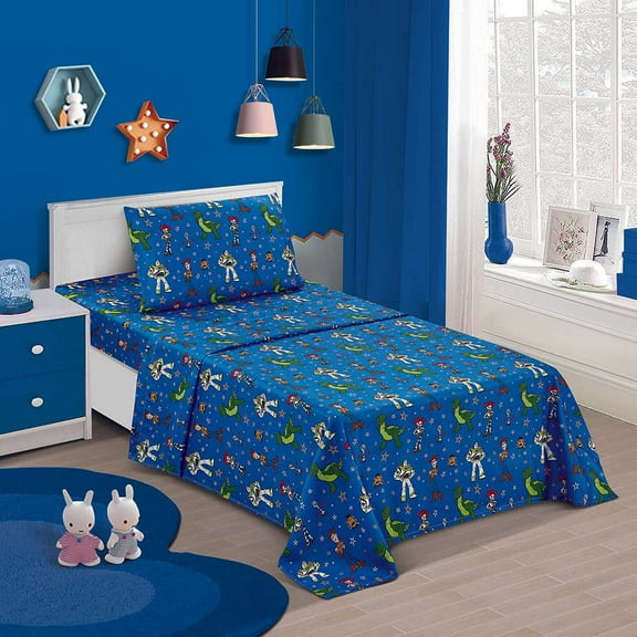 Toy Story Twin Size Sheet Set 3 Pieces Kids Set "Characters and Stars"