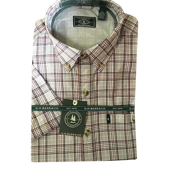 G.H. Bass & Co.... Men's Short Sleeve Madawaska Plaid Trail Shirt Alloy, Medium