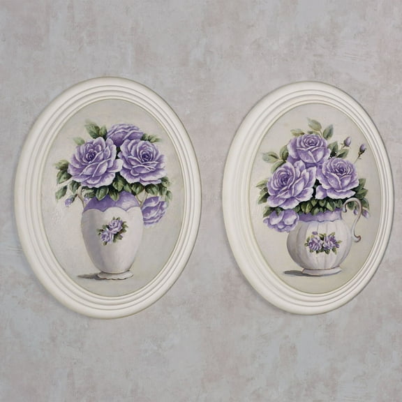 Adelaide Rose Wall Plaques Lavender Purple Set of Two 2