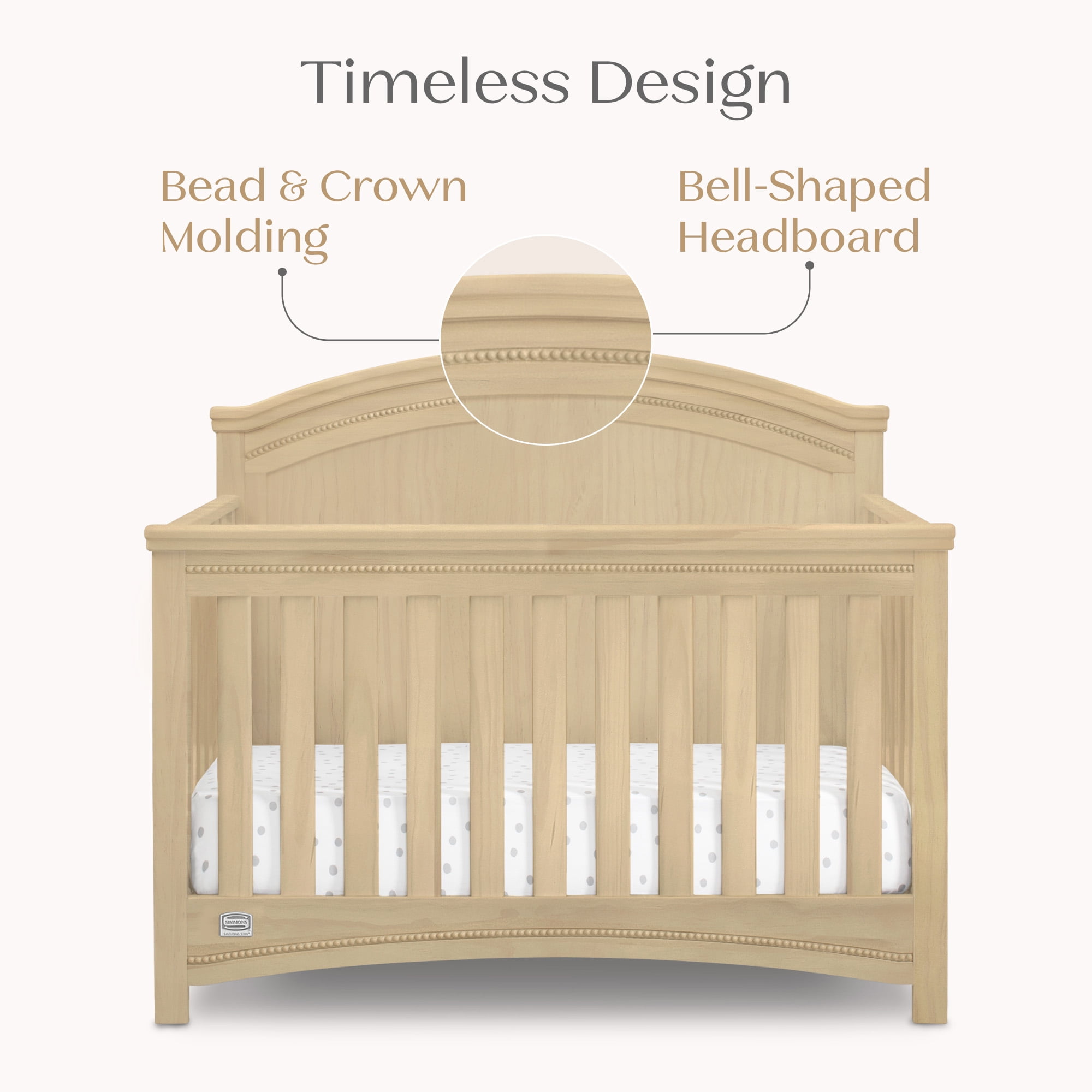 Simmons Kids Emma 4-in-1 Convertible Baby Crib - Greenguard Gold Certified, Natural Sandstone