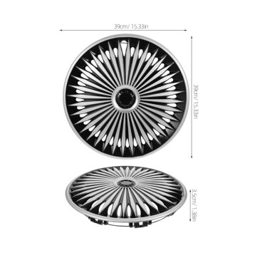 Pretyzoom Auto Wheel Hub Caps 15 Inch Rim Covers Decorative Car Hubcaps Silver Black Set