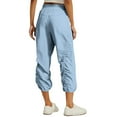 thumbnail image 4 of Plus Capris for Women Travel Elastic Waist Adjustable Quick Dry Cargo Pants Cinch Bottom Pull on Breathable Drawstring Baggy Pants with Pockets Light Blue S, 4 of 9