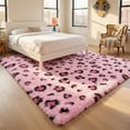 thumbnail image 3 of Musicwaker Soft Pink Leopard Shag Rug, Washable Indoor Decor Carpet ,  6x9 ft, 3 of 9