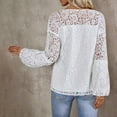 thumbnail image 6 of Htigea Lace Shirts for Women V-Neck Long Sleeve Casual Loose Fit Tops Fall Trendy Tunic Blouse White S, 6 of 8