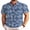 Blue Palm Leaves, variant on Men Casual Henley Tee Shirt Short Sleeve Band Collar Summer Beach Textured T-Shirt