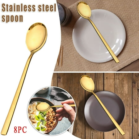

TANGNADE Spoon Kitchen Spoon Restaurant Steel Stainless Home Spoon Long Handle Pieces Or 8 Dinner Kitchen，Dining & Bar