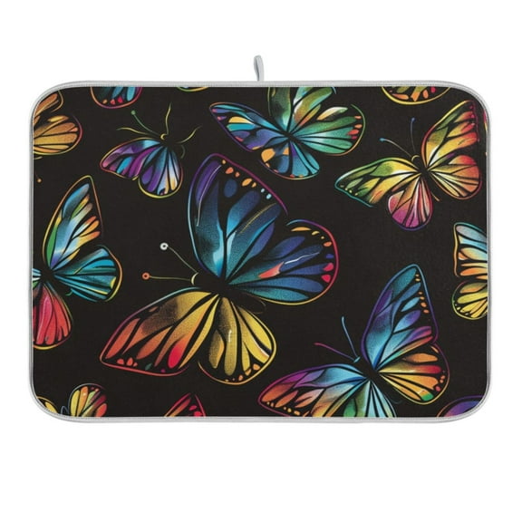Gorgeous Butterflies Dish Drying Mat for Kitchen Counter 16x18 In Absorbent Microfiber Reversible Mats Dish Drainer Protector Rack Pad for Coffee Bar Table