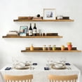 thumbnail image 7 of Long Floating Shelves for Wall Set of 3, 47 Inch, Rustic Picture Ledge Large Shelf for Living Room Bedroom Bathroom Kitchen, 3 Different Sizes, Brown, 7 of 7