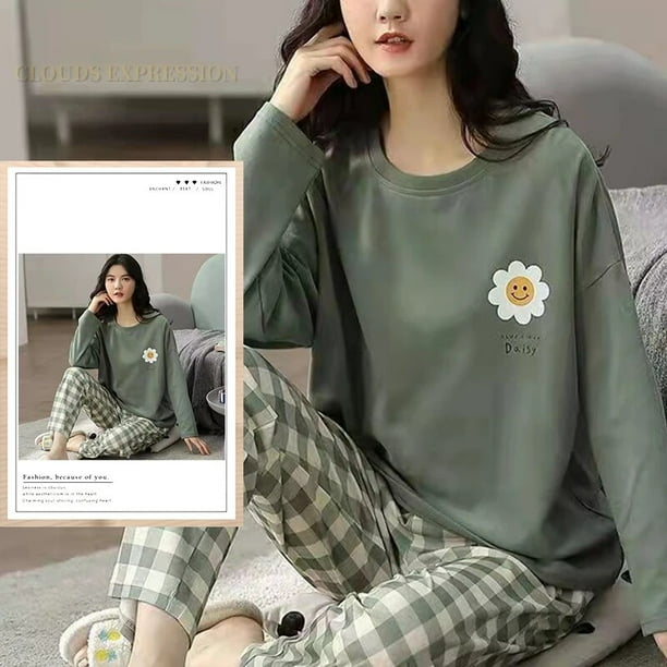 Pijamas de poliester Kawaii para mujer ropa de dormir de manga larga servicio a domicilio dibujos animados informal talla grande 5XL primavera y otono Walmart en linea
