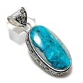 thumbnail image 2 of Natural Tibetan Turquoise Gemstone 925 Sterling Silver Gift Pendant 2.17", 2 of 2