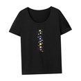 thumbnail image 4 of Camiseta para mujer, ropa de verano, Top de manga corta para vacaciones, playa, trabajo, mujer Negro, 4 of 7