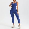 thumbnail image 5 of miqiqism Women's Gym Seamless Bodysuits, Workout Solid Ribbed Jumpsuits Yoga Bodycon Exercise Leggings Rompers Casual Sleeveless Long Pants Bodysuits,Blue,Large, 5 of 6
