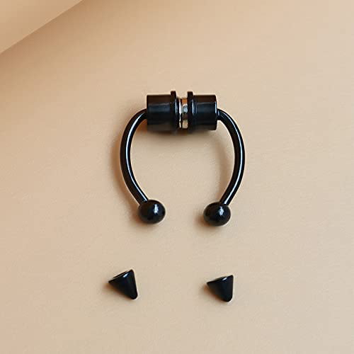 Black Fake Clip On Nose Ring 24g - No Piercing Needed - Smooth