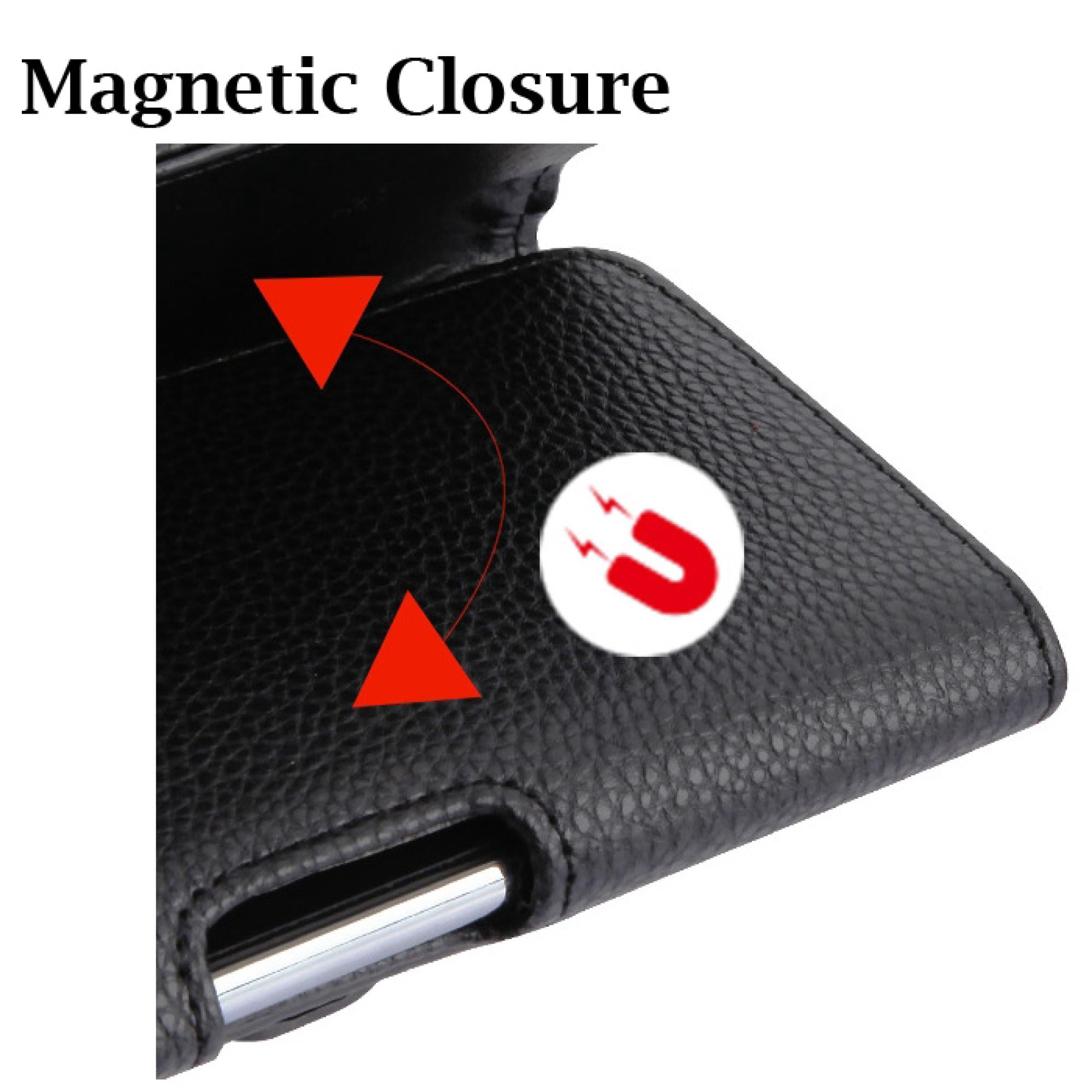 Extra-Large Horizontal Universal Phone Pouch – Black Faux Leather with Belt Clip – Fits Smartphones Up to 6.5"