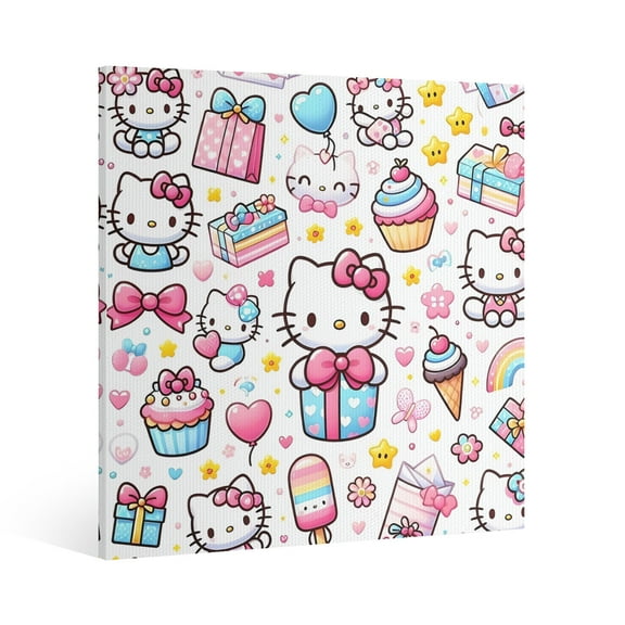 hello kitty Canvas Wall Art Cartoon Wall Decor | HD Printed & Wooden framed wall art | Modern Wall Decor for Gift | Kids Room Decor | Made in USA 8x8 Inch