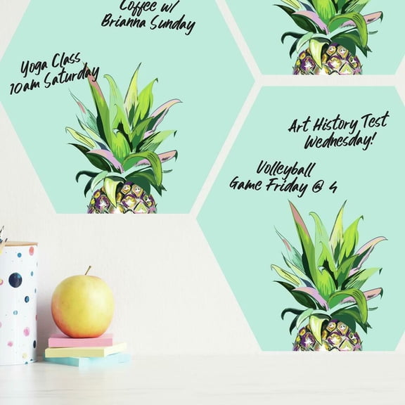 Pineapple Crown Dry Erase Hexagon Peel and Stick Wall Decals