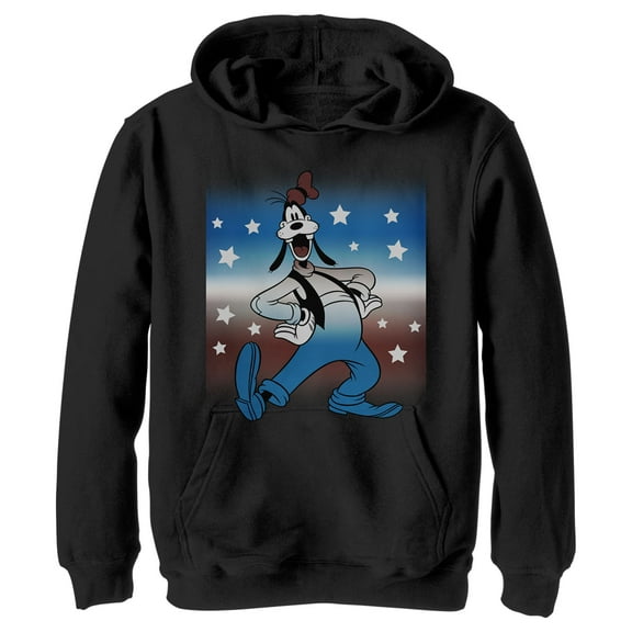 Boy's Mickey & Friends Patriotic Dancing Goofy  Pull Over Hoodie Black Small