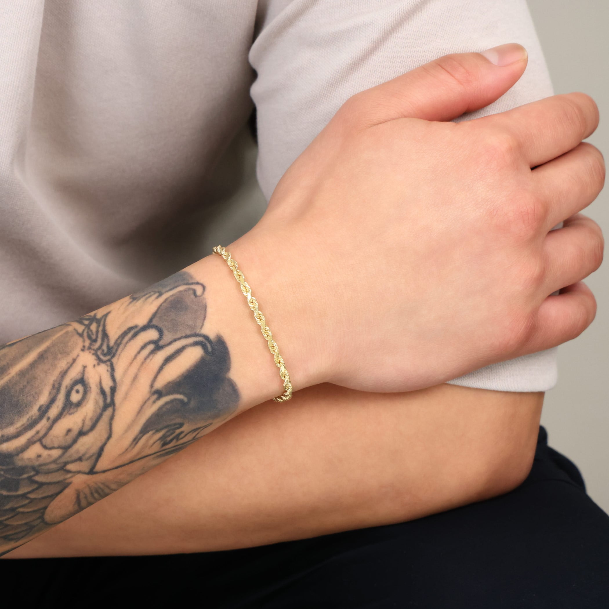 Nuragold 14k Real Yellow Gold 3mm Solid Rope Chain Diamond Cut Bracelet (7"-9") Italian Jewelry for Men & Women