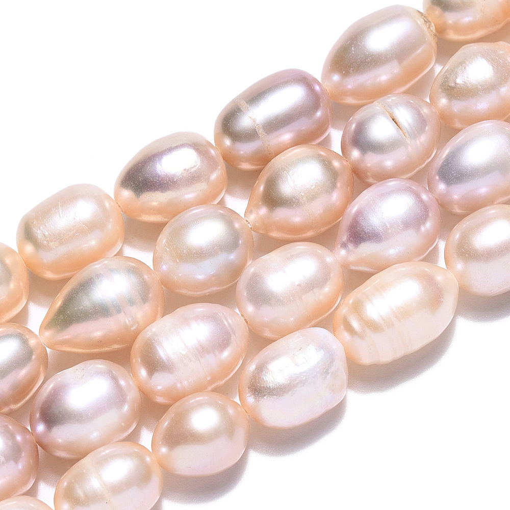 Natural Cultured Freshwater Pearl Beads Strands Rice Wheat 9~11.5x8~8.5mm Hole: 0.7~0.8mm about 34~35pcs/strand 13.78 inch(35cm) DIY