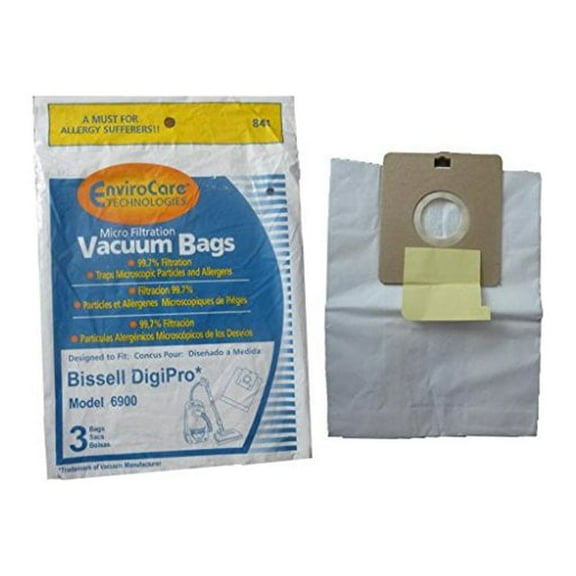 3 (1 Pkg) Type 32115 Bissell Digi-Pro Allergy Vacuum Cleaner Bags 6900 Series. Also substitute for LG Samsung VP-77