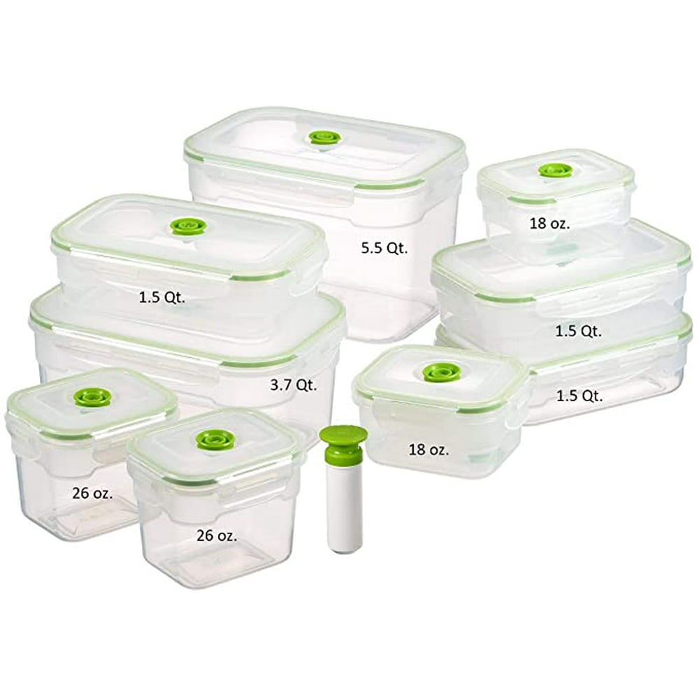 19pc Vacuum Food Storage Containers, Rectangular