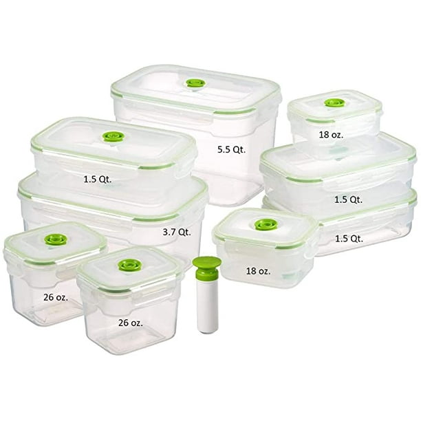 19 Piece Vacuum Food Storage Container Rectangular Com 19 Piece Vacuum Food Storage Container, Airtight Food Storage Container With Lid Vacuum Seal