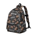 thumbnail image 2 of Football Text Black Pattern Cute School Backpack with Padded Back and Adjustable Shoulder Straps 13.4"x11"x4.7", 2 of 5
