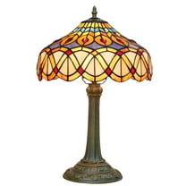 Tiffany Style Stained Glass Table Lamp 12-Inch Yellow Background Peacock Feather Reading Bedside Lamp Suitable For Study Living Room Bedroom Coffee Shop Retro Table Lamp Home Decoration Art
