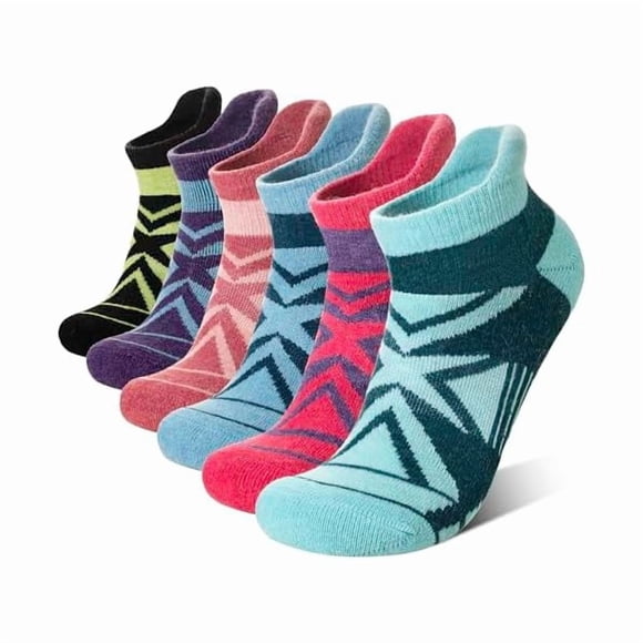 LujingZ Merino Wool Ankle Running Socks Men Women Hiking Thick Half Cushioned Support No Show Socks 6 Pairs