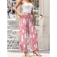 thumbnail image 5 of GIRUNS Women's Wide Leg Pants High Waist Adjustable Knot Casual Loose Trousers With Pockets Business Work Casual Pants Pink White Square 2XL, 5 of 6