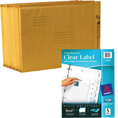 Duck Brand Kraft Bubble Mailers, Manila, 120-Count, 10.5" x 15" and Avery Print-to-the-Edge Shipping Labels for Color Laser & Copier 6874, 3 x 3-3/4, Matte White, 150/Pack Bundle