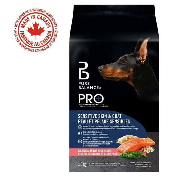 Pure Balance Pro+ Peau et Pelage, Recette Saumon et Riz Brun Nourriture sèche pour Chien