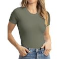 thumbnail image 5 of Women's Basic Solid Active Soft Short Sleeve Crew Neck Top T-Shirts, 5 of 6