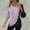Pink(New), variant on Women's Fashion Color-blocked Ribbed Cross-over Hem Button Casual Long Sleeve Pullover Tops