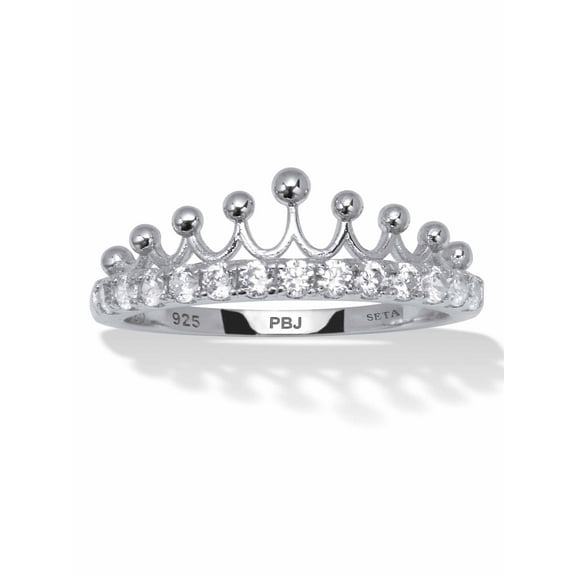 PalmBeach Jewelry 0.46 TCW Round Cubic Zirconia Sterling Silver Crown Ring