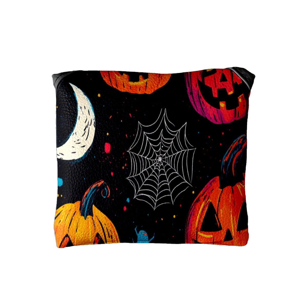 Golf Mallet Putter Cover Premium Leather Waterproof Golf Putter Head Cover with Magnetic Closure Cute Halloween Pumpkin