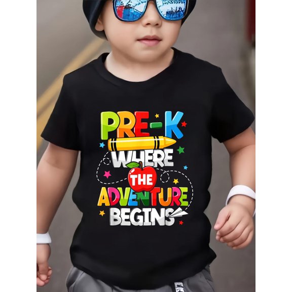 Pre-K Where The Adventure Begins Back to School Teacher Men Women Girls Kids T-Shirt