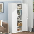 thumbnail image 4 of Marcree Metal Garage Storage Cabinet with 2 Doors and Adjustable Shelves - 71" Steel Lockable File Cabinet, Locking Tool Cabinets for Office, Home, Garage, Gym, School (White), 4 of 9