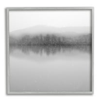 Stupell Mountainous Lake Trees Reflection Landscape Photography Gray Framed Art Print Wall Art