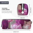 thumbnail image 3 of Yiaed Purple And Pink Tulip Bouquet Print Leather Pencil Case - Leather Pen Pencil Holder - Elegant & Practical Pencil Pouch for Work & Office, 3 of 7