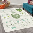 thumbnail image 2 of Cat Decorative Rug, Pets Moustache Bow Tie Hat Crown Fluffy and Fish Humor Faces Graphic, Quality Carpet for Bedroom Dorm and Living Room, 6 Sizes, Almond Green, by Ambesonne, 2 of 4