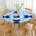 thumbnail image 3 of Blue White Tie Dye Mandala Pattern Round Fitted Tablecloth with Elastic Edge,Dining Table Cover Waterproof,Outdoor Round Tablecloth for Camping,Dining,Indoor and Outdoor, 3 of 7