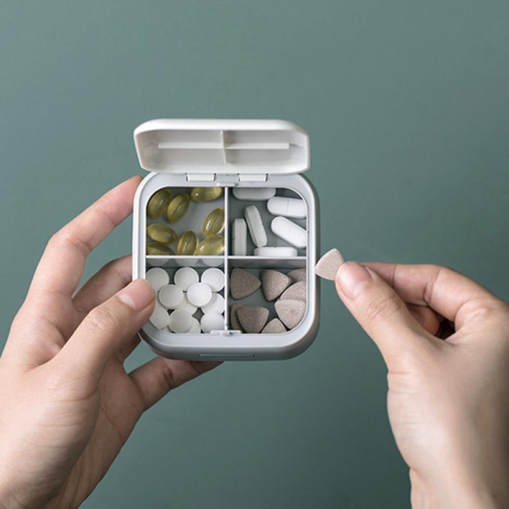 Grevosea 4 Pieces Small Pill Box Keychain, Portable Pill Cases