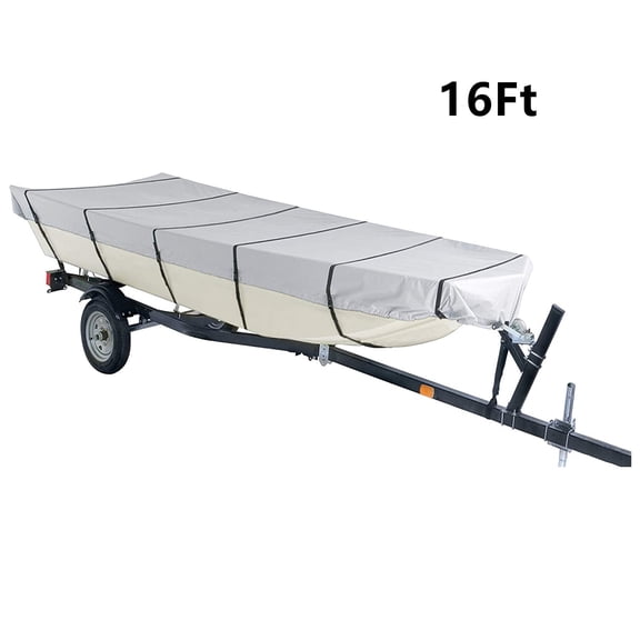 Genrics 16Ft Boat Cover Waterproof Heavy Duty Trailerable Replacement for Jon Boat Grey