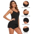 thumbnail image 4 of Ekouaer Pajama Sets for Women Lingerie Sleepwear 2 Piece Cami Split Short Set V Neck Lace Summer Pjs Black, 4 of 6