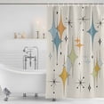 thumbnail image 2 of Blue Yellow Diamond Shower Curtain, Waterproof Shower Curtains for Bathroom, Modern Geometric Middle Century Beige Washable Fabric Bathtub Curtain Set Bath Decor with 12 Hooks Stall 36"x72", 2 of 5