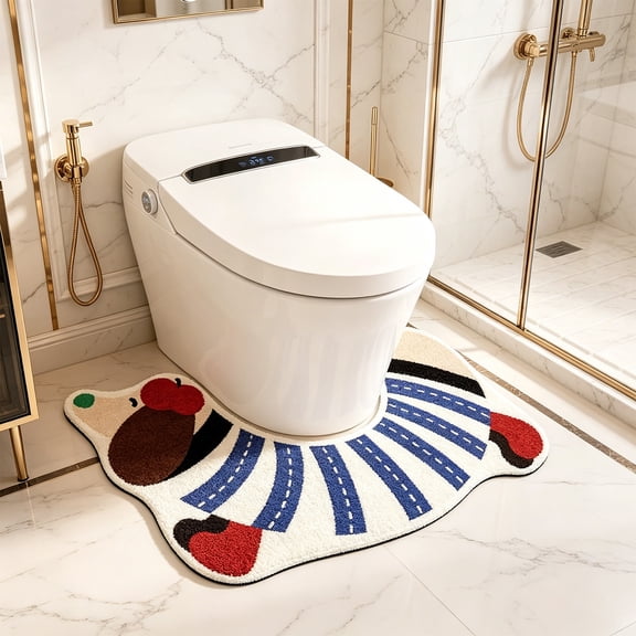 15.16x25.59in U Shape Diatomite Bathroom Toilet Mat Non-Slip Absorbent Fast Drying Washable Bath Rug for Toilet Base Bathroom Floor Decor
