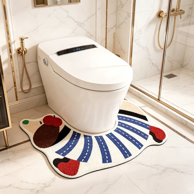 YiJuHui U Shape Bathroom Rug Set Non Slip Absorbent Diatomite Bath Mat Quick Dry Toilet Floor Mat Washable Cute Decor for Bathroom Safety