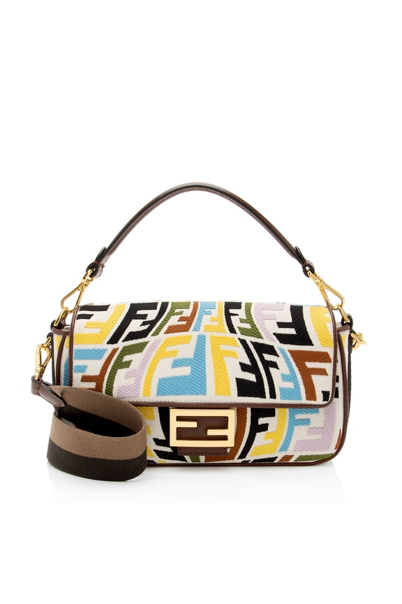 Pre-Owned Fendi x Sara Coleman Canvas Fish Eye Medium Baguette Shoulder Bag
