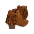 thumbnail image 4 of New Women Breckelles Seattle-24 Faux Suede Fringe Chunky Heel Ankle Boot, 4 of 5